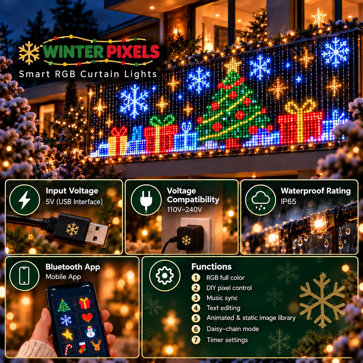 Winter Pixels technical specs and functions