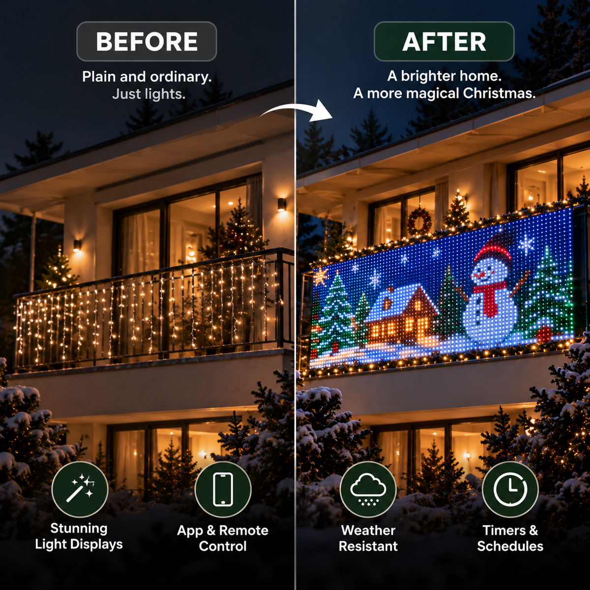 Winter Pixels app control of the light curtain