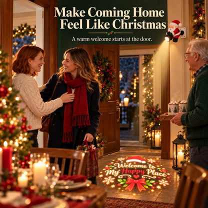 Guests welcomed by the Santa projection at the door